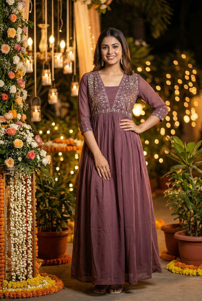 Elegant Embroidered Gown With Hand Work Detailing