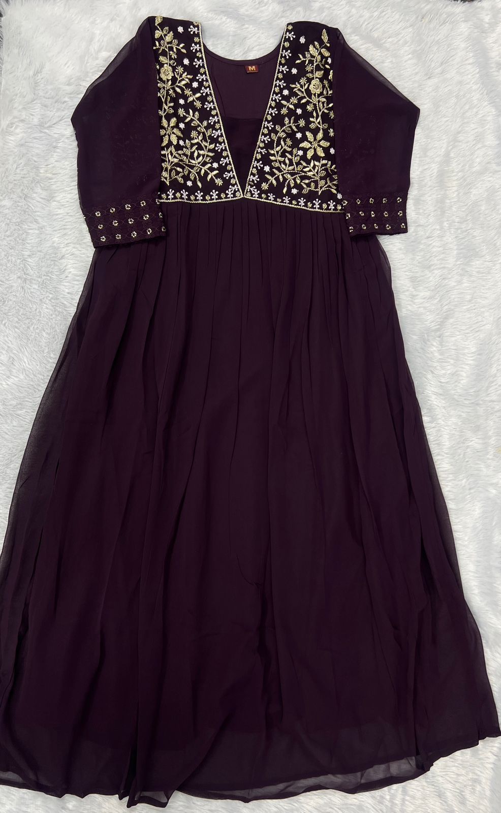 Elegant Embroidered Gown With Hand Work Detailing