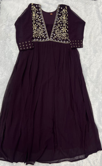 Elegant Embroidered Gown With Hand Work Detailing