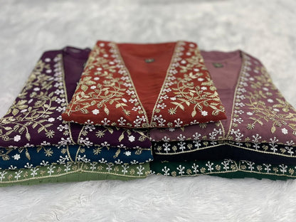 Elegant Embroidered Gown With Hand Work Detailing