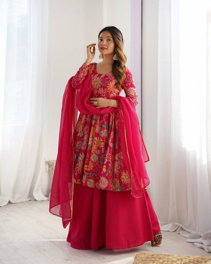 Stylish Printed Kurti Sharara Set