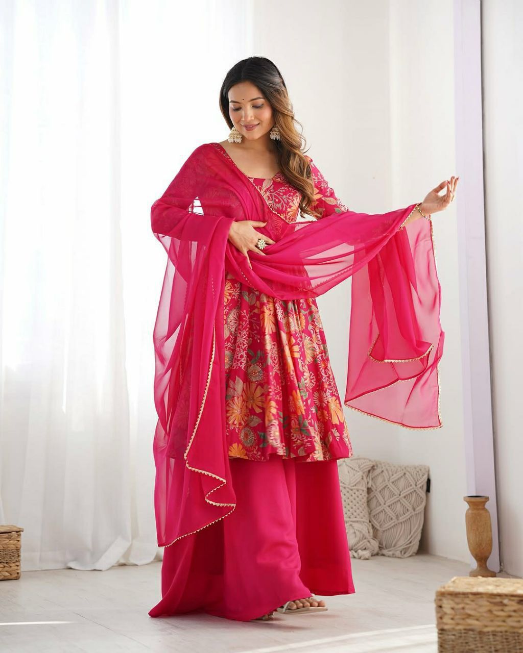 Stylish Printed Kurti Sharara Set