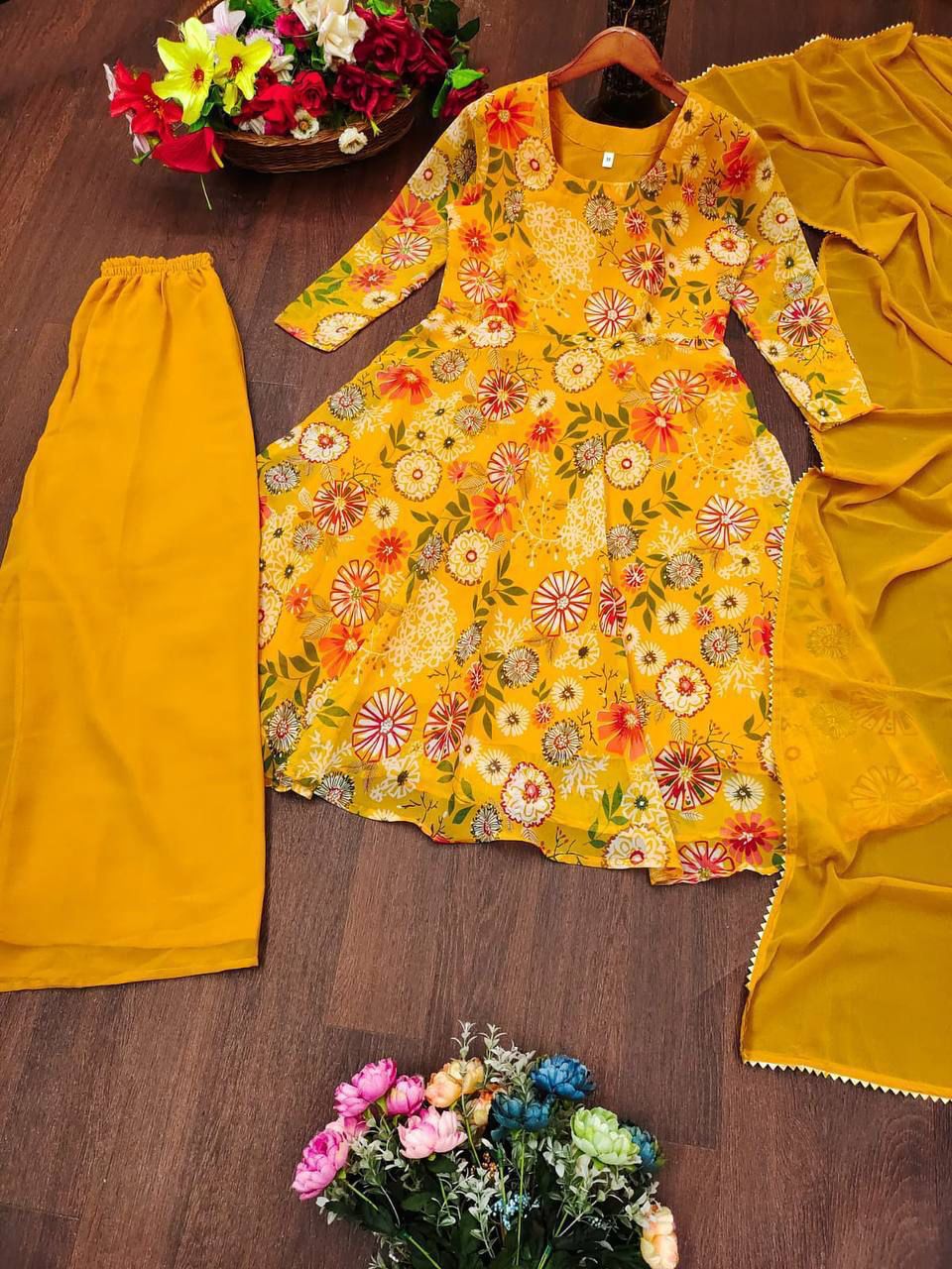 Stylish Printed Kurti Sharara Set
