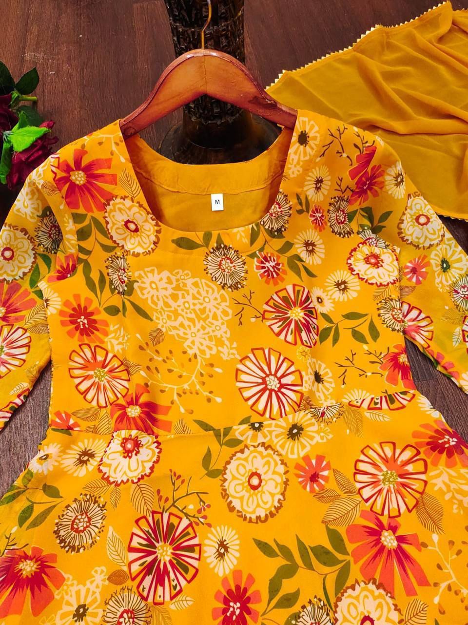 Stylish Printed Kurti Sharara Set