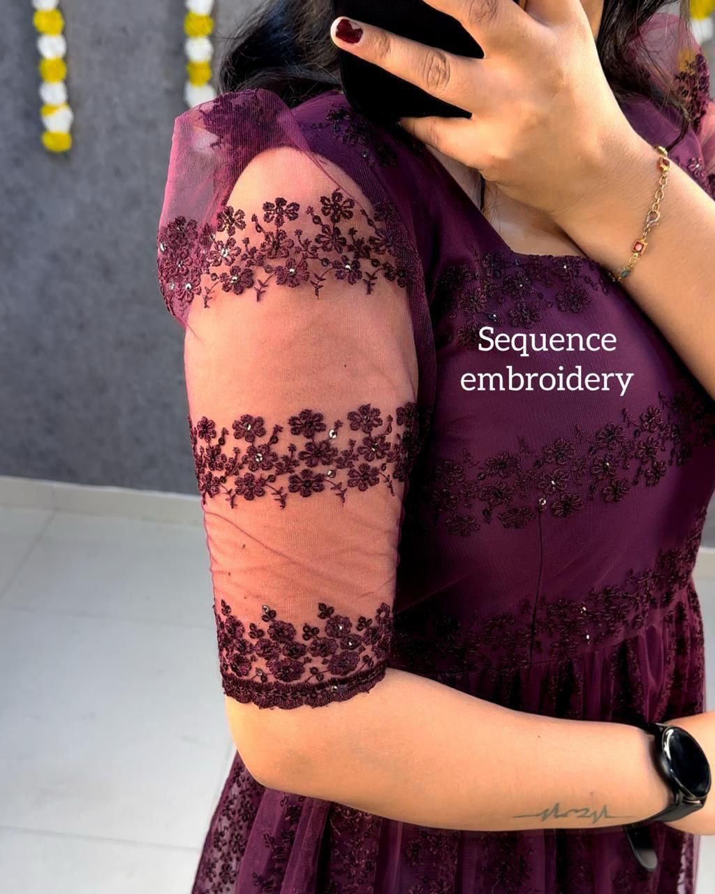 Party Wear Net And Sequence Embroidery Dress (Plus Size Available)