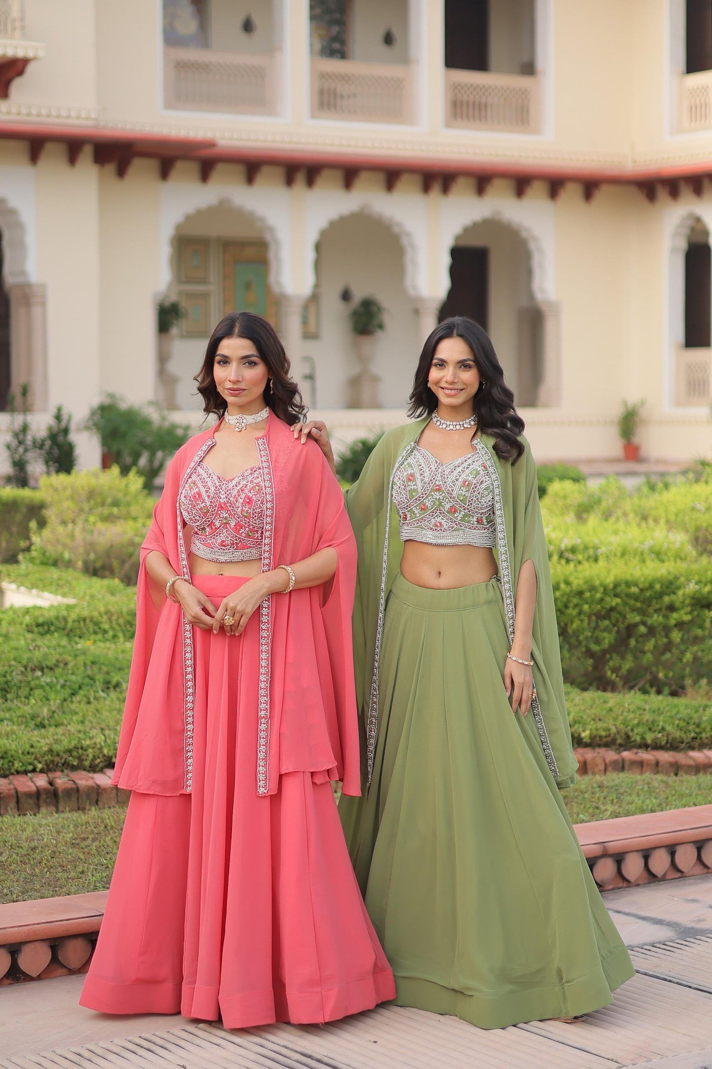 Designer Beads Embroidery Lehenga Set