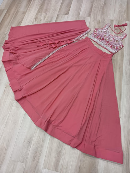 Designer Beads Embroidery Lehenga Set
