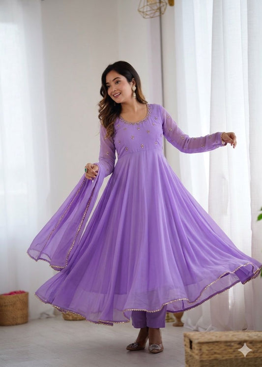 Festive Flaired Georgette Gown Set