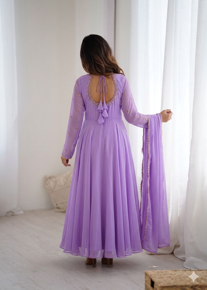 Festive Flaired Georgette Gown Set