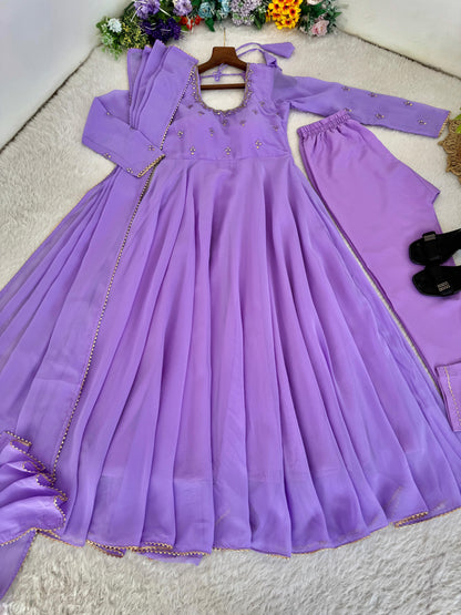 Festive Flaired Georgette Gown Set