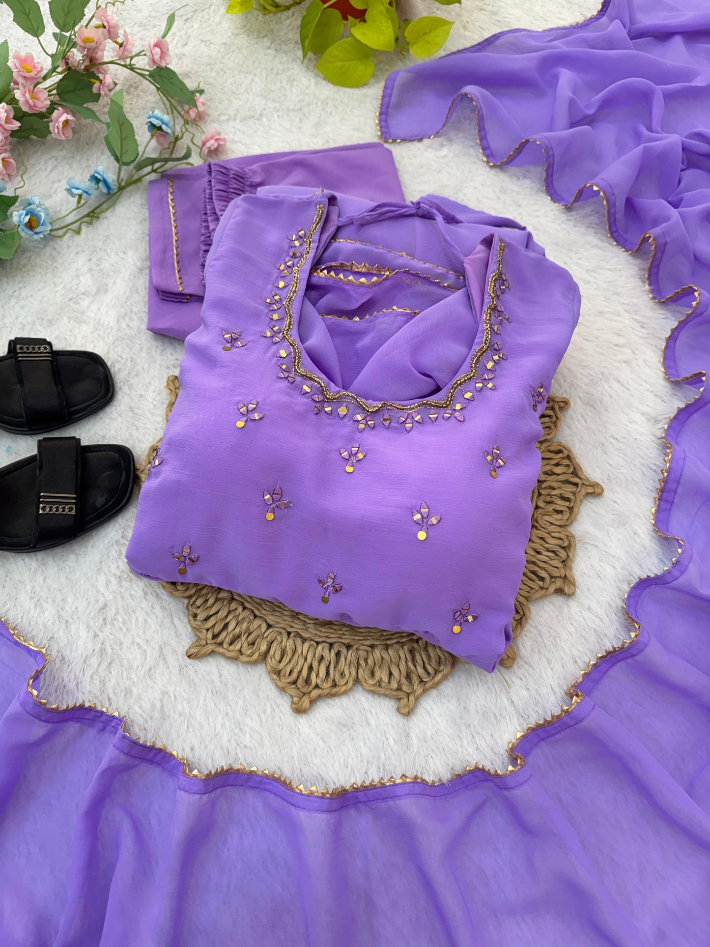 Festive Flaired Georgette Gown Set