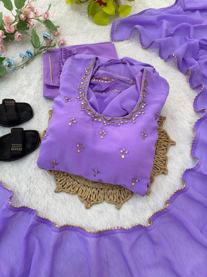 Festive Flaired Georgette Gown Set