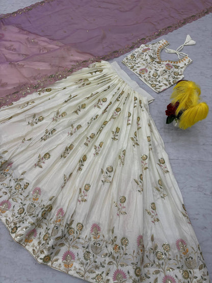 Graceful Chinon Lehenga Choli Set