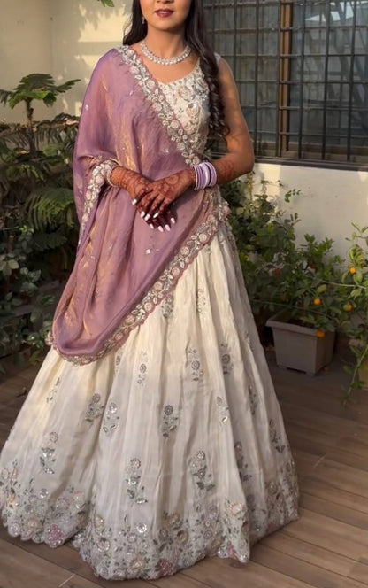 Graceful Chinon Lehenga Choli Set