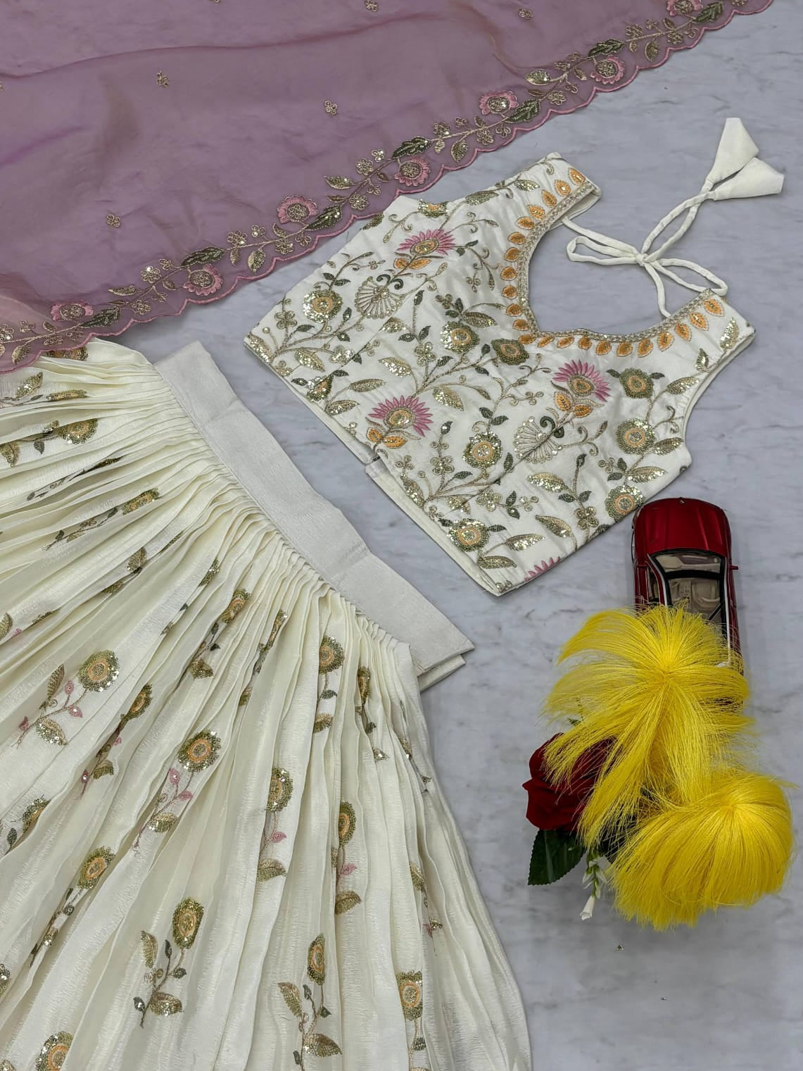 Graceful Chinon Lehenga Choli Set