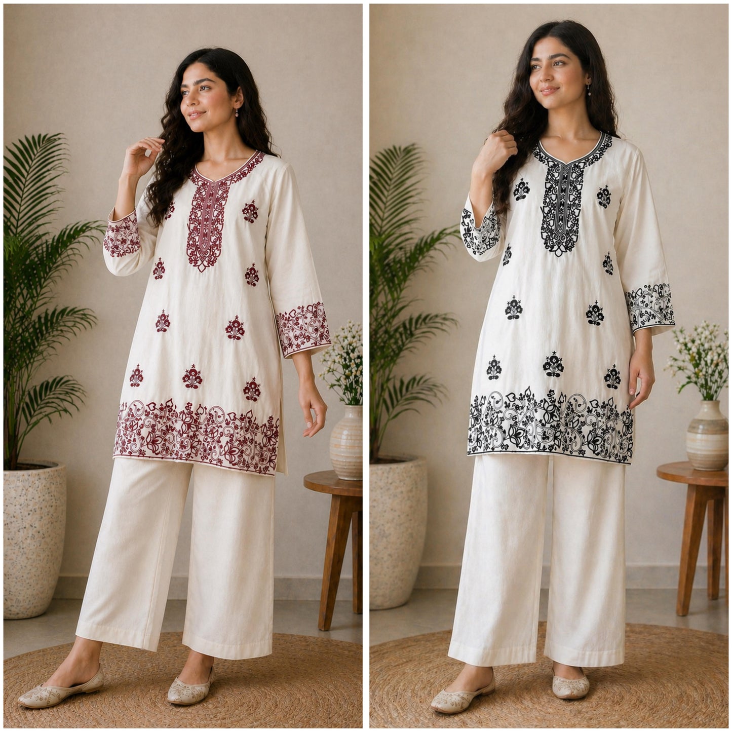 Designer Emboidered Off-White Co-ord Set