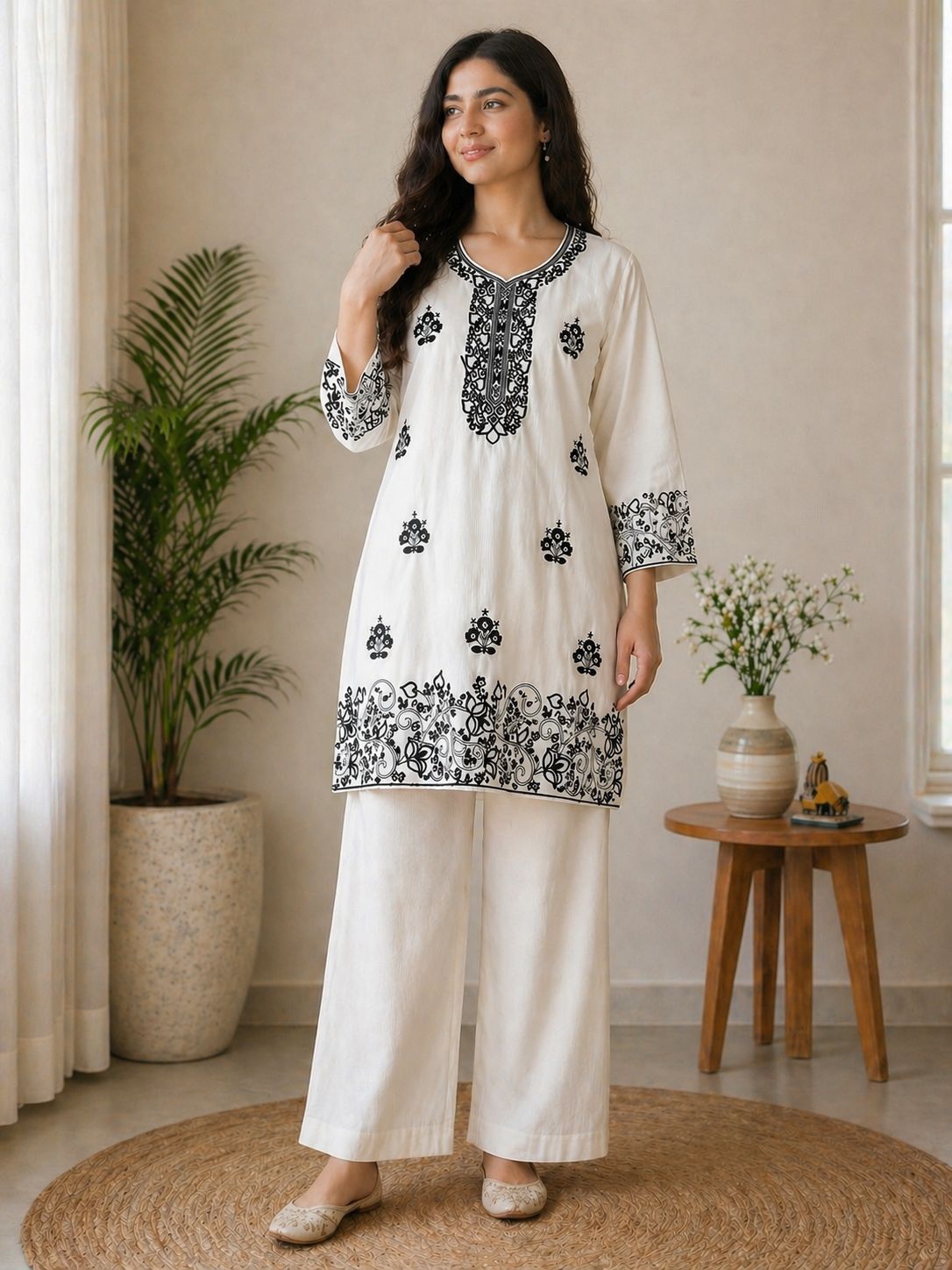 Designer Emboidered Off-White Co-ord Set