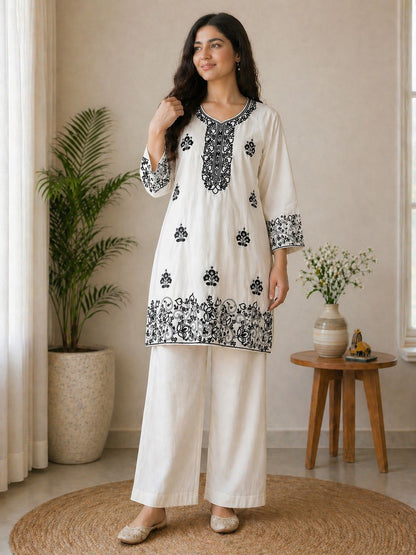 Designer Emboidered Off-White Co-ord Set