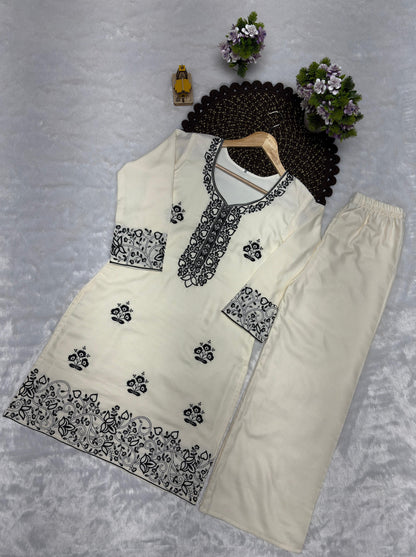Designer Emboidered Off-White Co-ord Set