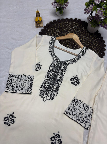 Designer Emboidered Off-White Co-ord Set