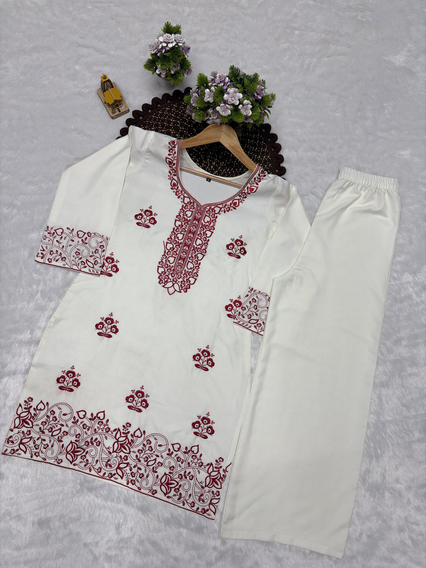 Designer Emboidered Off-White Co-ord Set