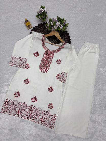 Designer Emboidered Off-White Co-ord Set