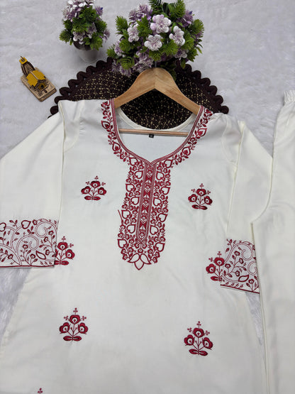 Designer Emboidered Off-White Co-ord Set