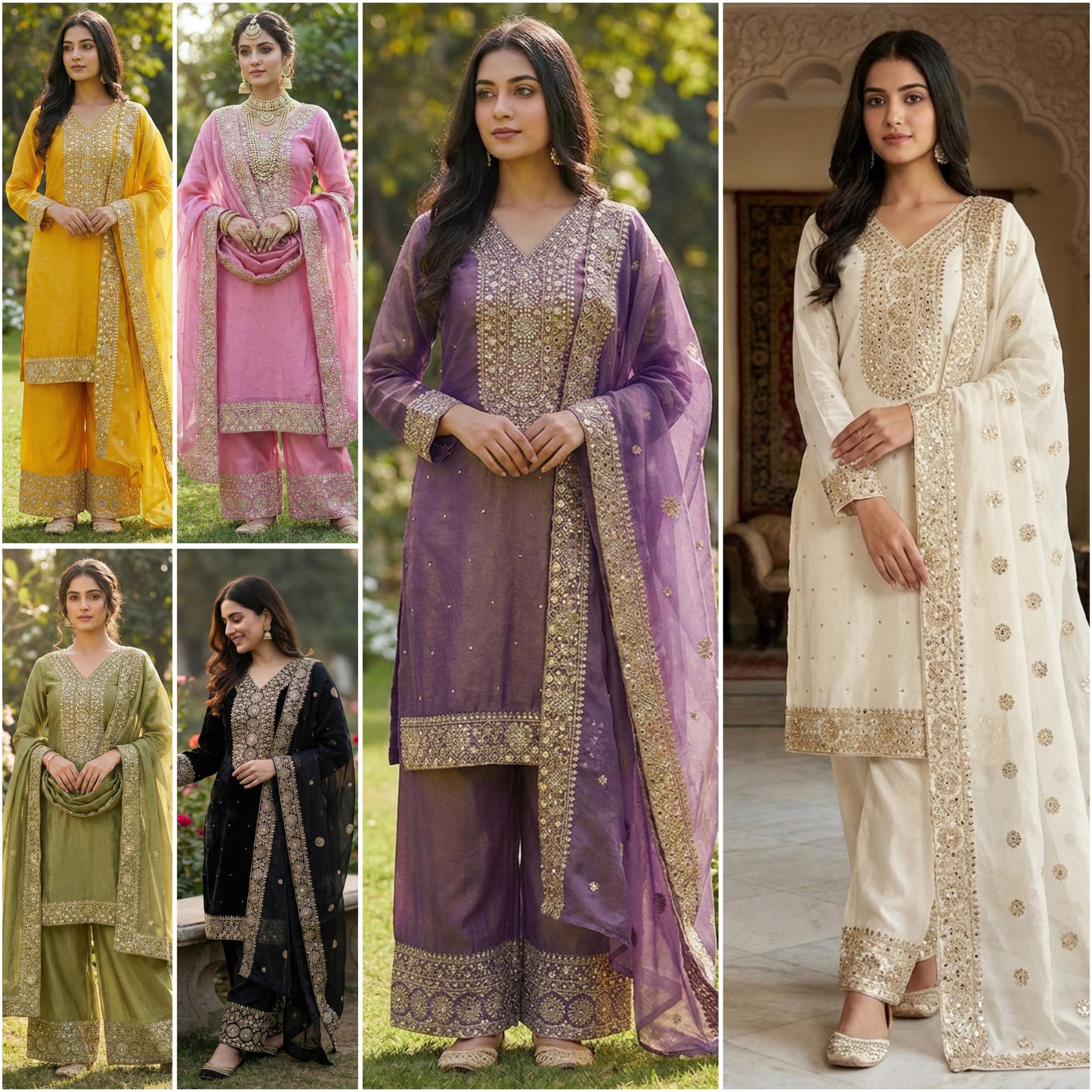 New Fendy Silk Embroidered Plazo Set