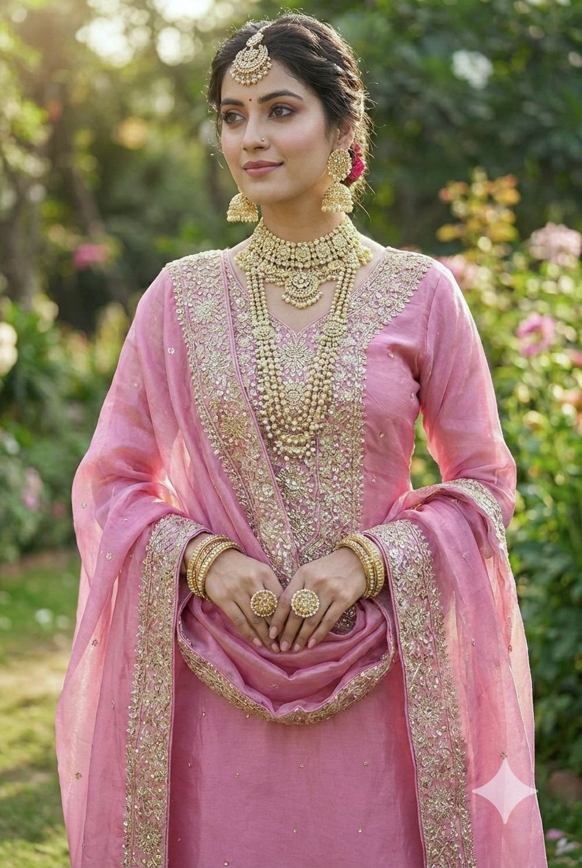 New Fendy Silk Embroidered Plazo Set