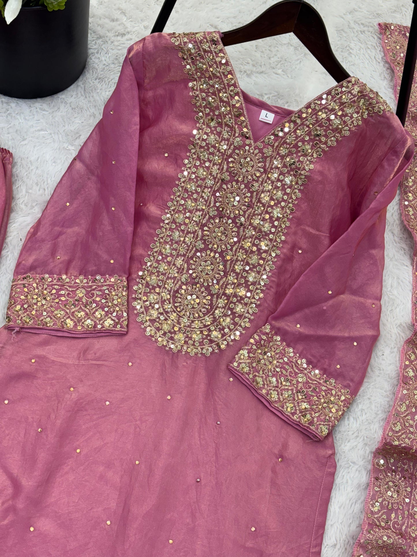 New Fendy Silk Embroidered Plazo Set