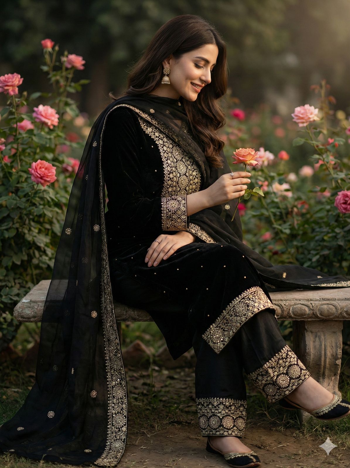 New Fendy Silk Embroidered Plazo Set