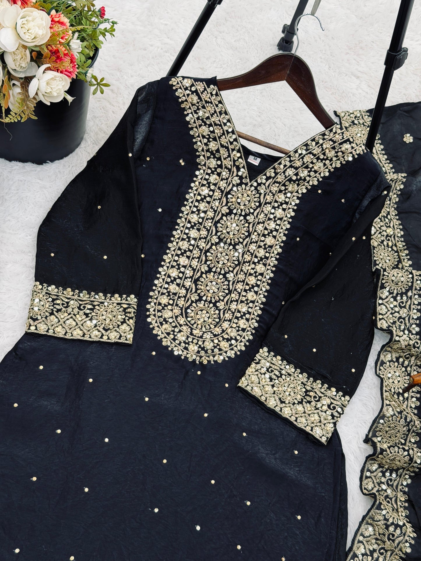 New Fendy Silk Embroidered Plazo Set