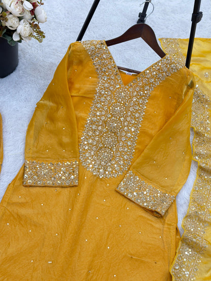 New Fendy Silk Embroidered Plazo Set