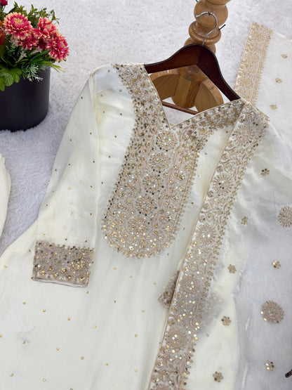 New Fendy Silk Embroidered Plazo Set