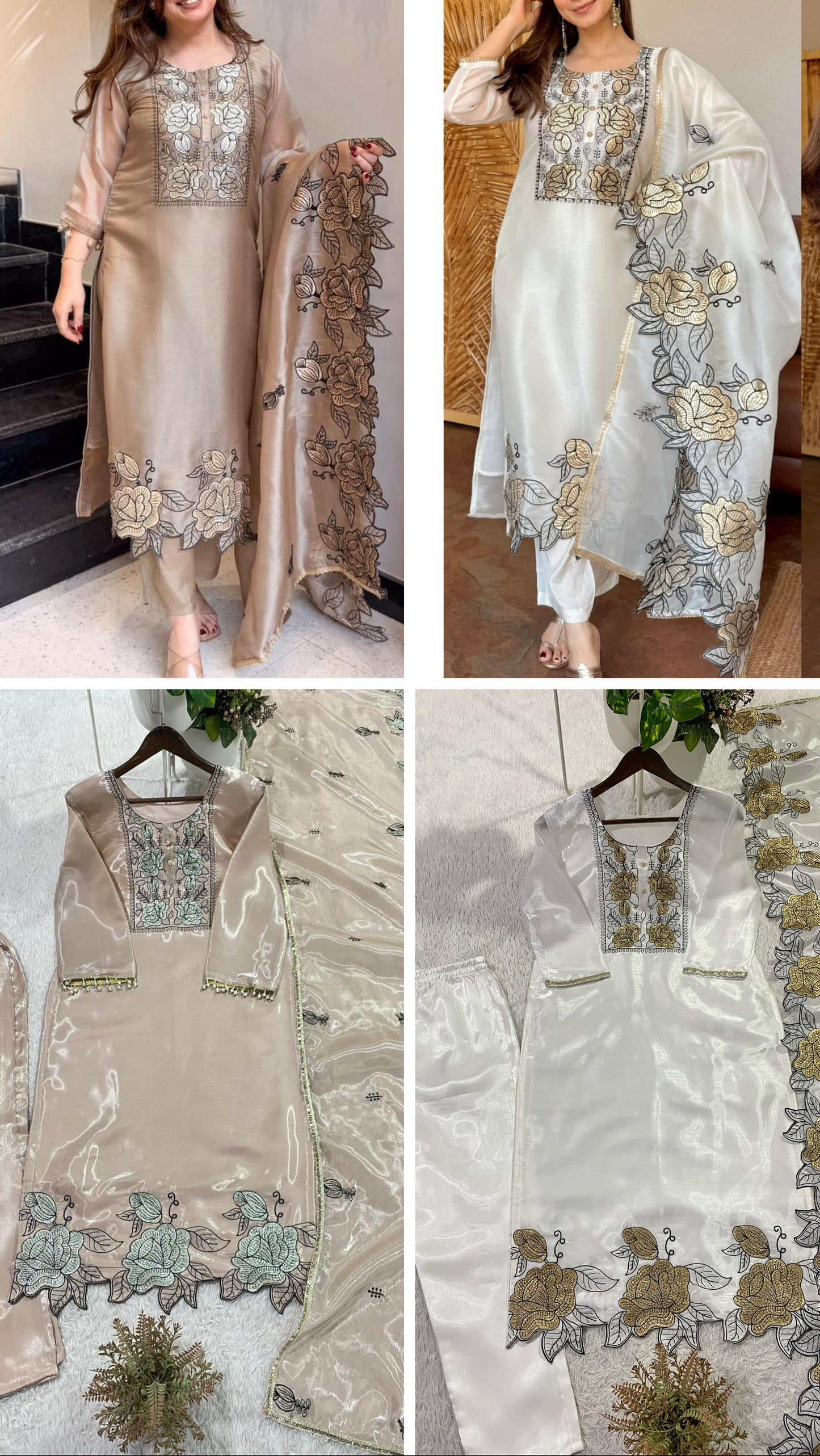 Designer Embroidered Cut Work Suit