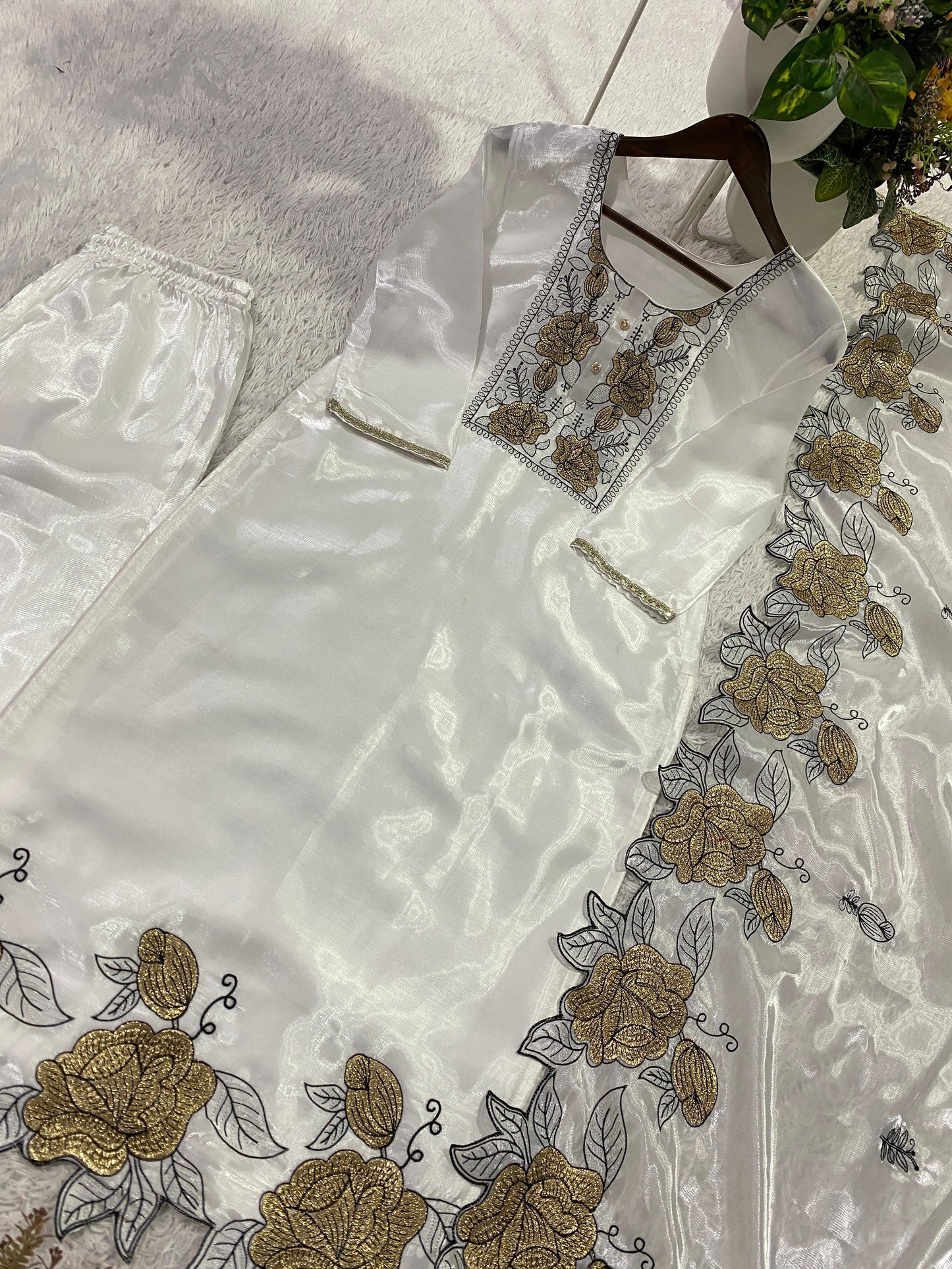 Designer Embroidered Cut Work Suit