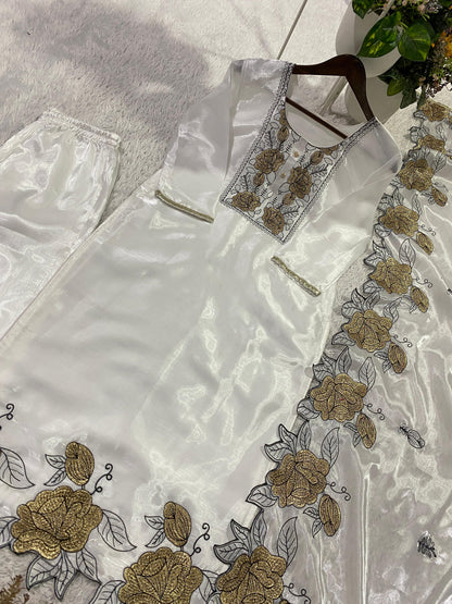 Designer Embroidered Cut Work Suit