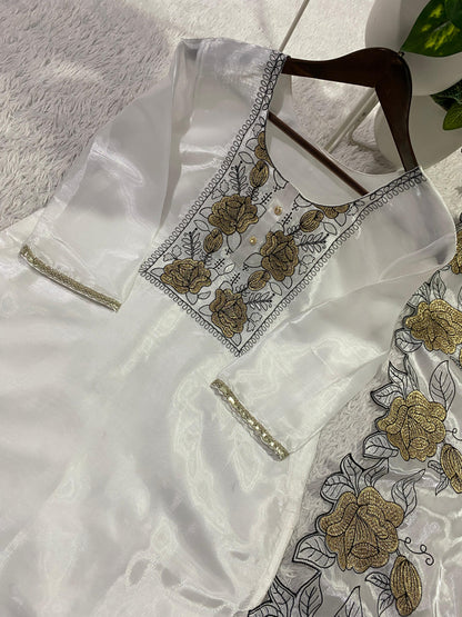 Designer Embroidered Cut Work Suit