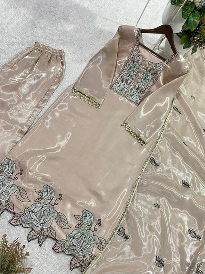 Designer Embroidered Cut Work Suit