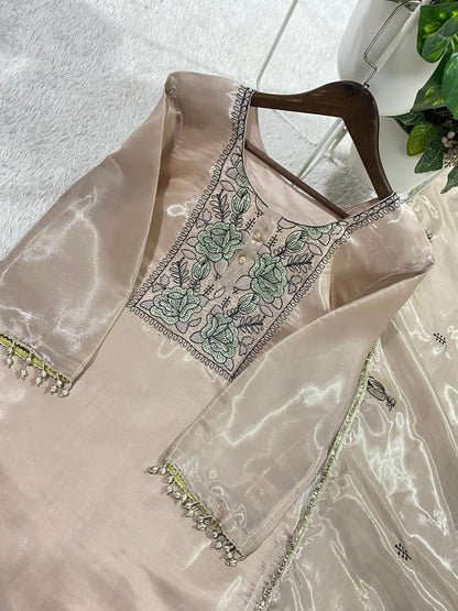 Designer Embroidered Cut Work Suit