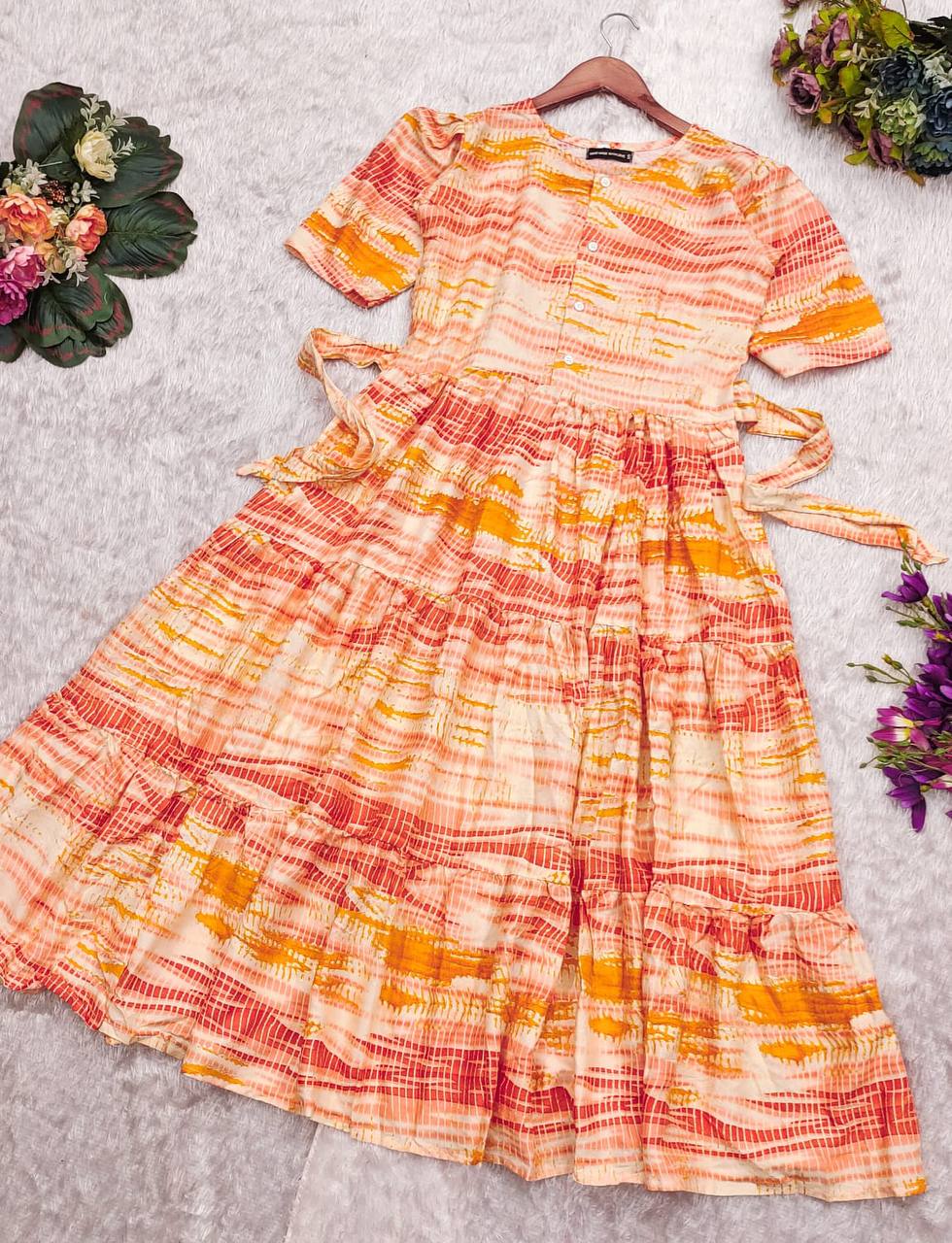 Flowy Rayon Shibori Maxi Dress