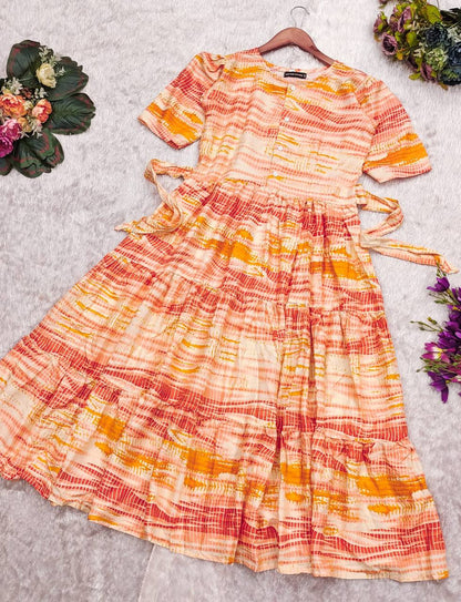 Flowy Rayon Shibori Maxi Dress