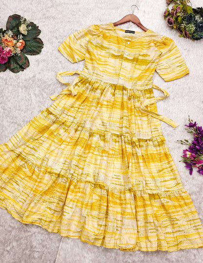 Flowy Rayon Shibori Maxi Dress