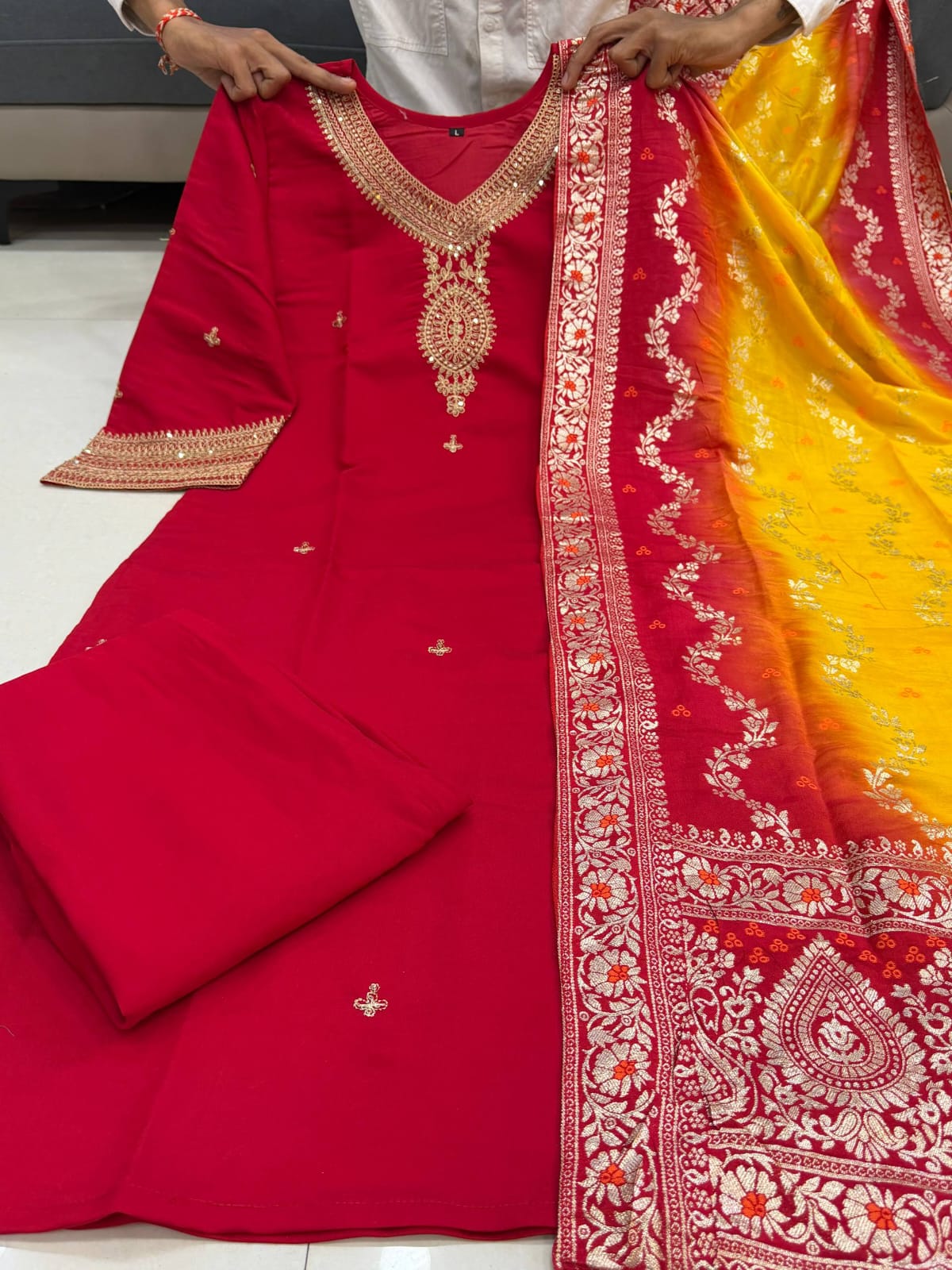 Premium Berry Silk Festive Suit Set
