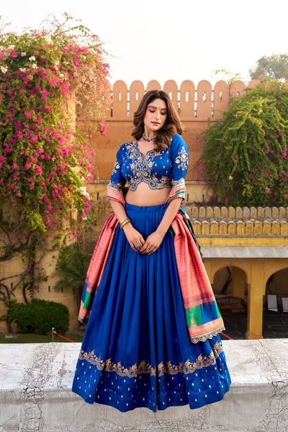 Luxurious Vichitra Silk Lehenga Choli Set