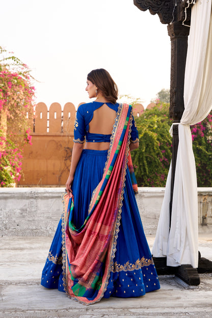 Luxurious Vichitra Silk Lehenga Choli Set