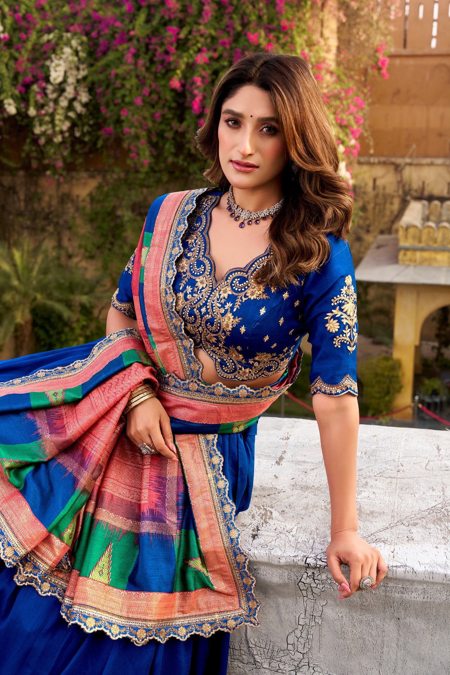 Luxurious Vichitra Silk Lehenga Choli Set