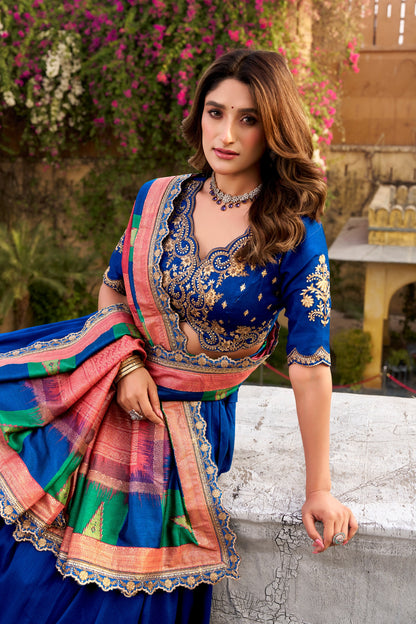 Luxurious Vichitra Silk Lehenga Choli Set