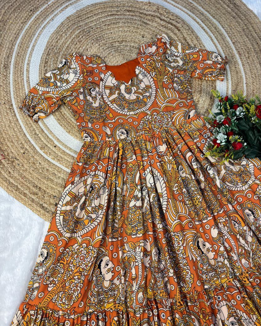 Kalamkari Muslin Cotton Maxi Dress