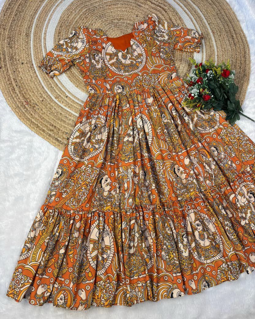 Kalamkari Muslin Cotton Maxi Dress